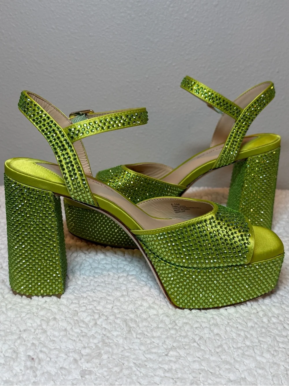 Antonio Melani Rhinestone Embellished Satin Platform Dress Sandals